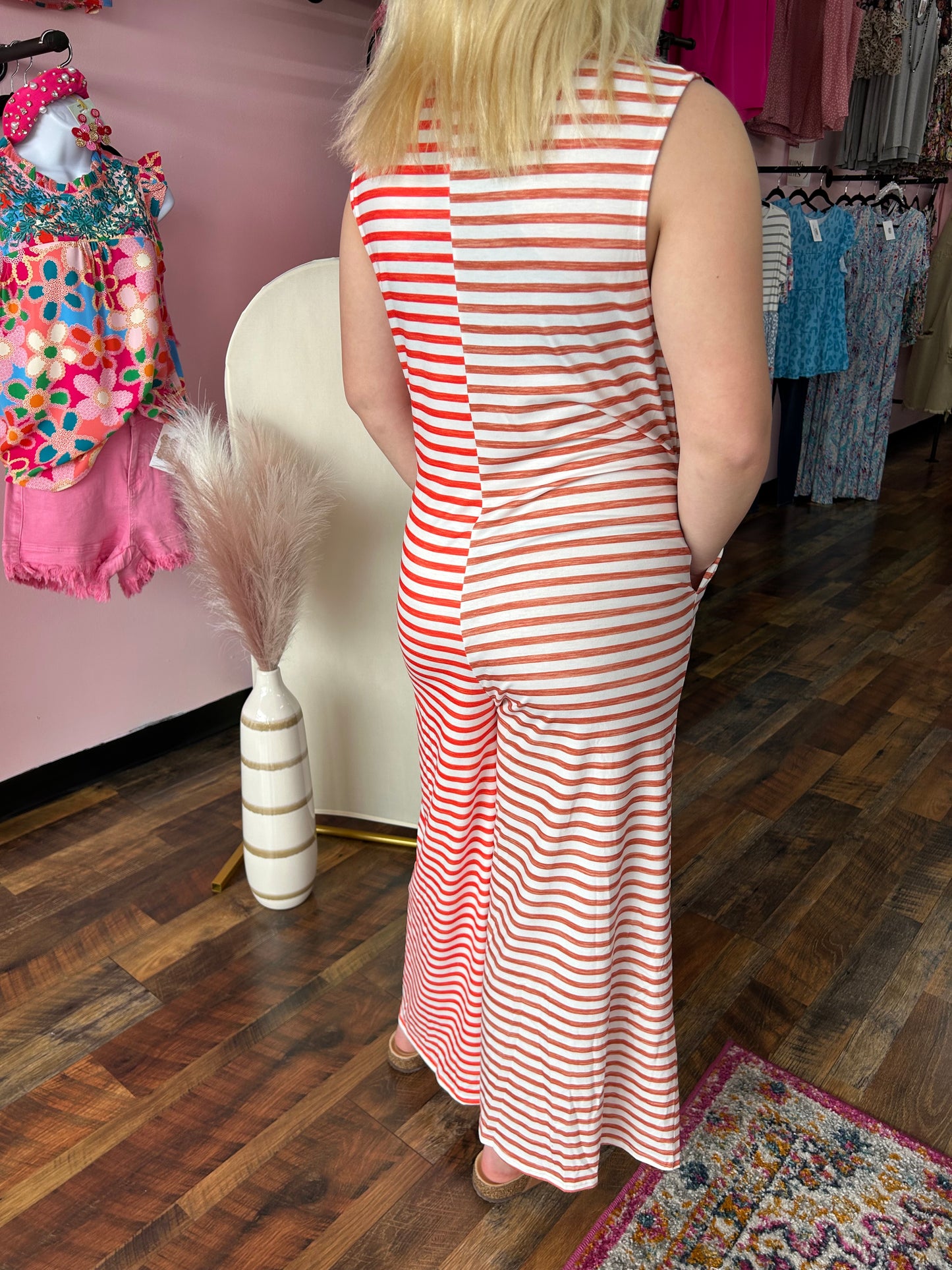 Striped Button Jumpsuit