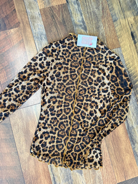 Leopard Mesh Layering Top
