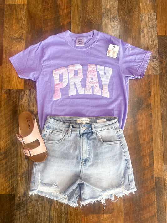 Purple Quilted Pray Appliqué Tee