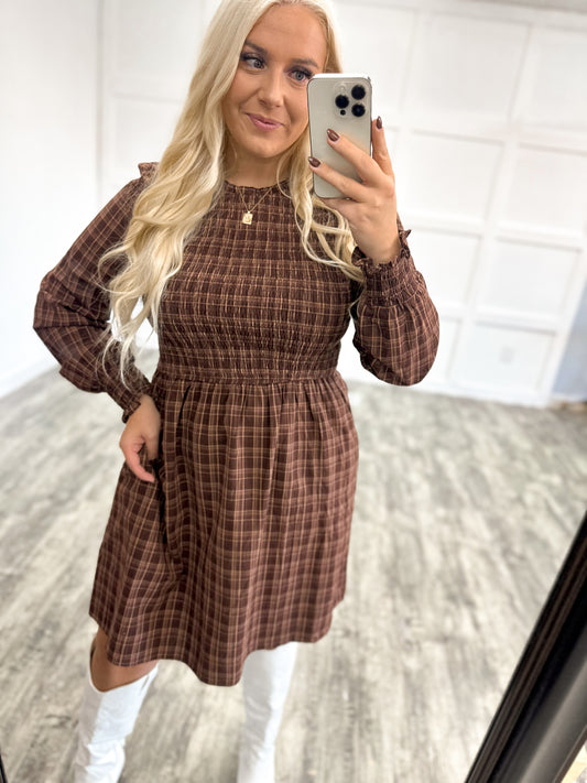 Fall Flannel Smocked Dress