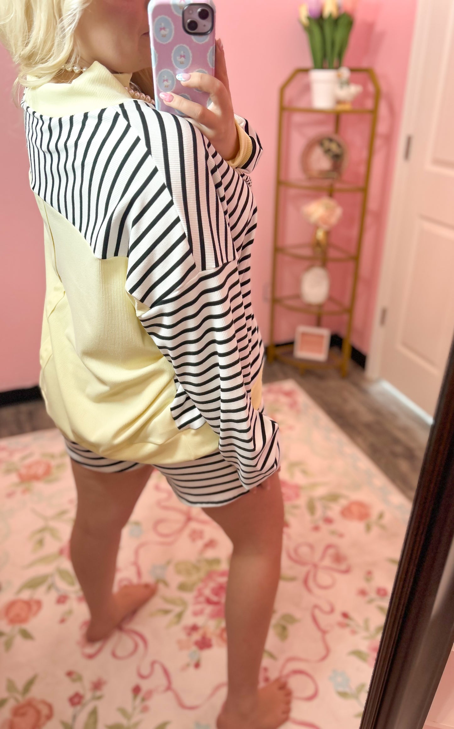 Black/Yellow Striped Mockneck Set