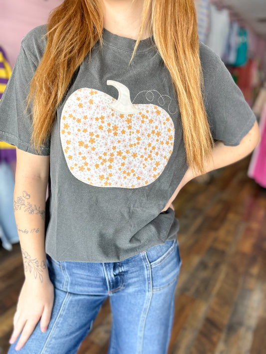Floral Pumpkin Appliqué Tee