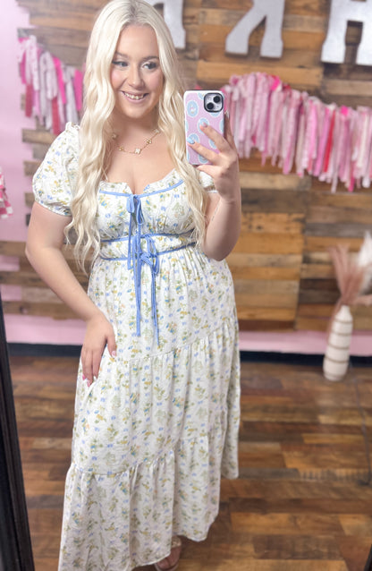 Blue Belle Meadow Bow Maxi