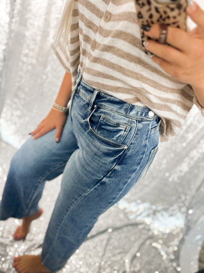 Risen Dark Wash Barrel Jeans