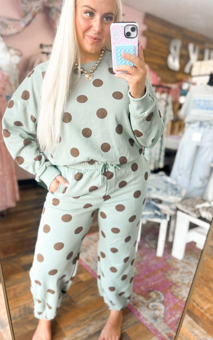 Mint & Chocolate Brown Polka Dot {Set}
