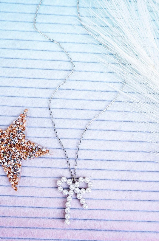 Silver Bow Pearl Necklace