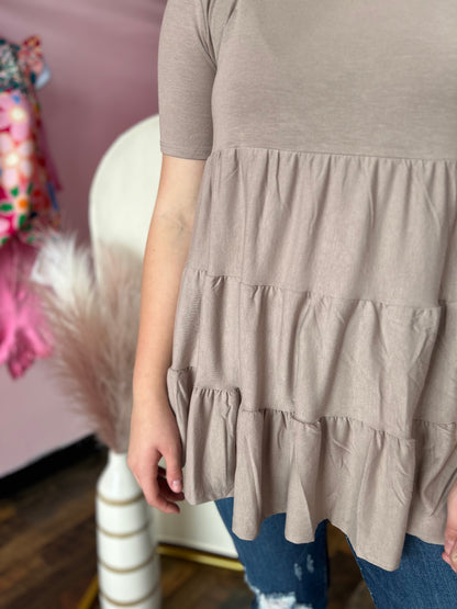 Taupe Babydoll Top