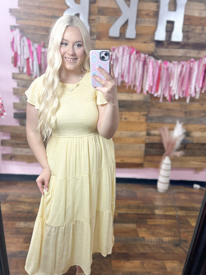 Pastel Yellow Smocked Maxi