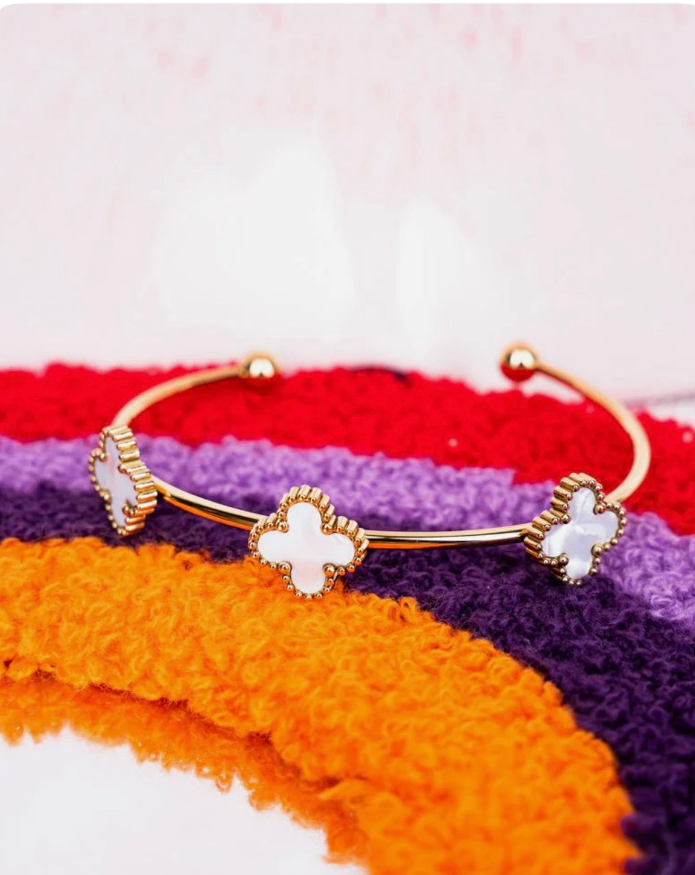 White Quatrefoil Bracelet