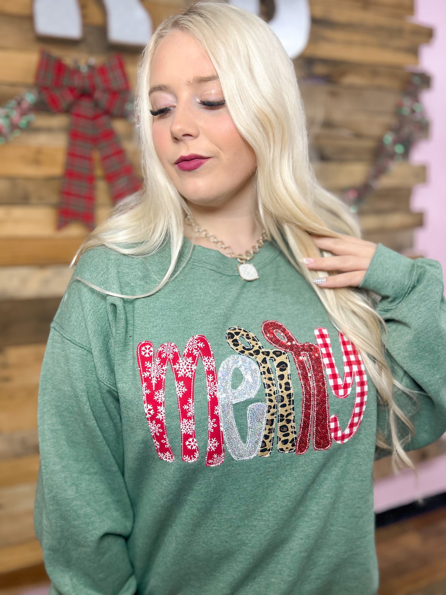 Merry Sequin Crewneck