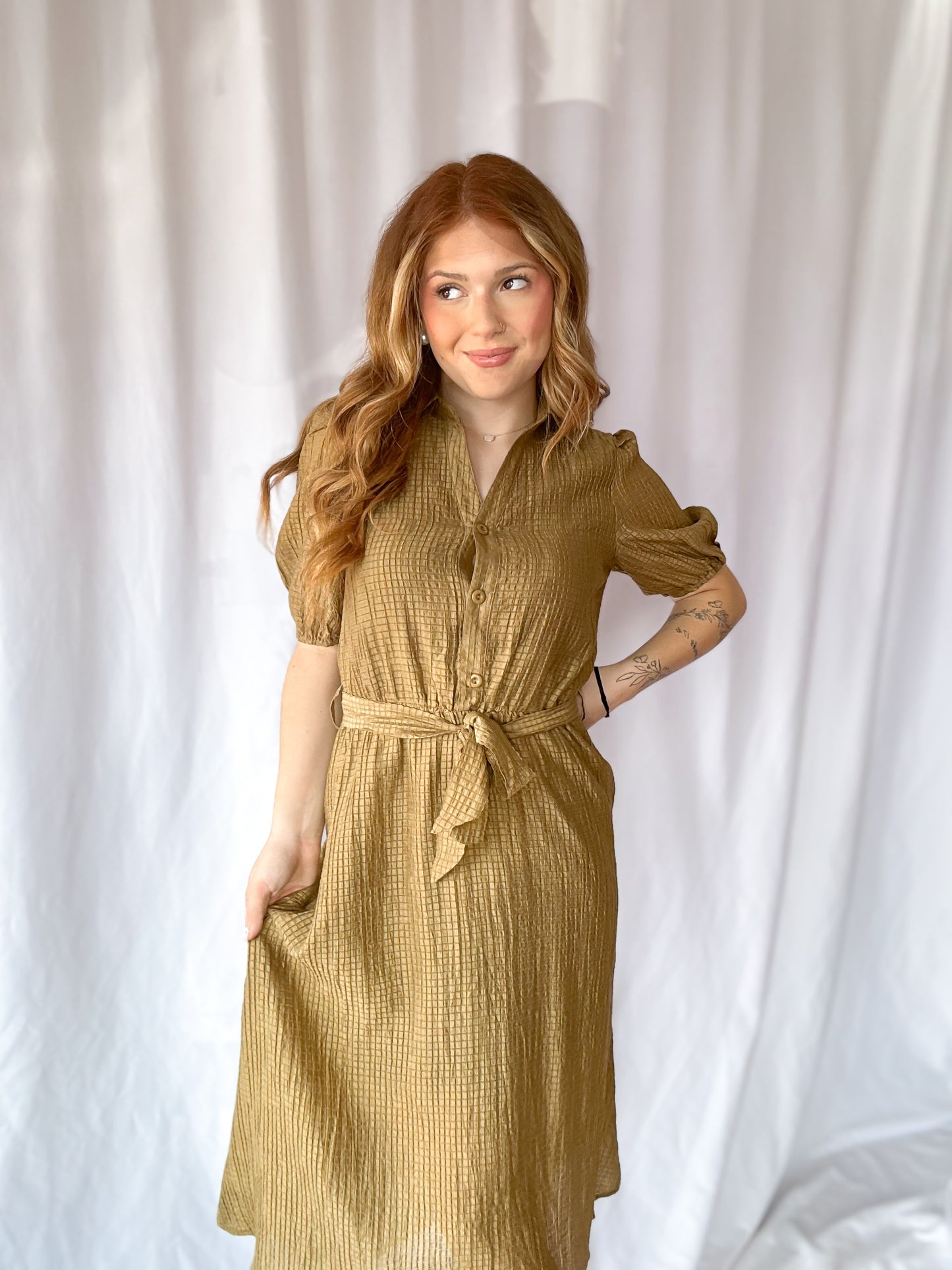 Fall Vibes Sinched Bow Dress