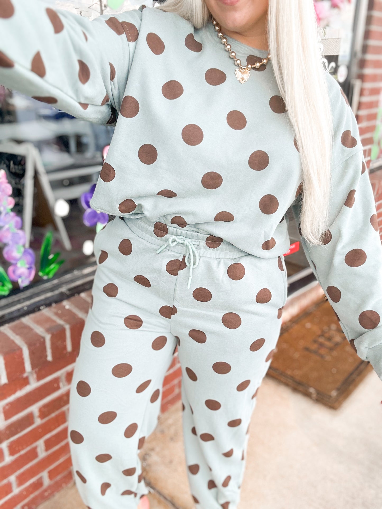 Mint & Chocolate Brown Polka Dot {Set}