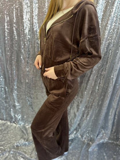 Brown Noir Luxe Zip Set