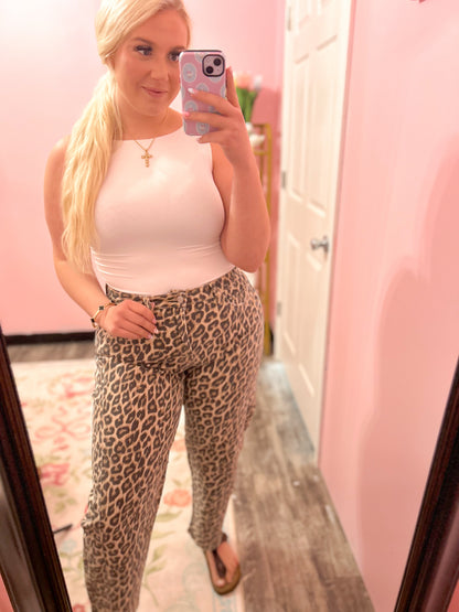 Leopard Luxe Barrel Jeans