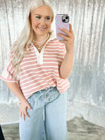 Rose & Lace Colorblock Top