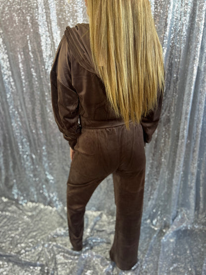 Brown Noir Luxe Zip Set