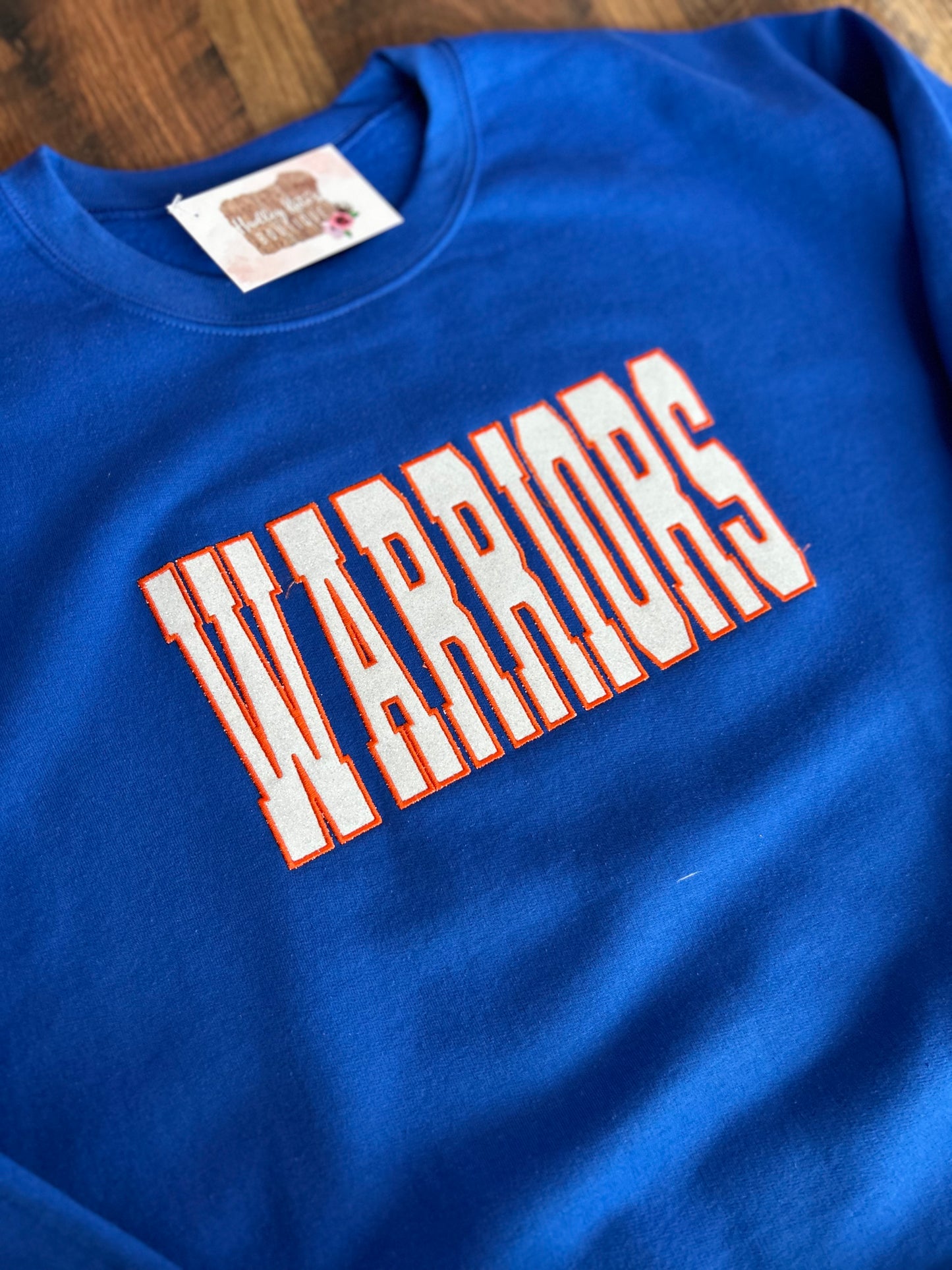Warriors Glitter Appliqué Embroidered Sweatshirt