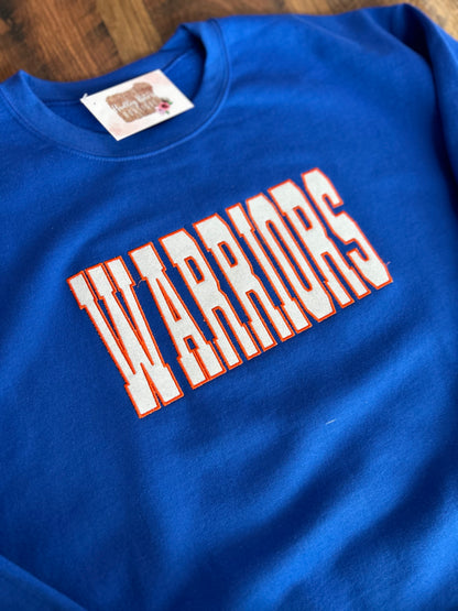 Warriors Glitter Appliqué Embroidered Sweatshirt