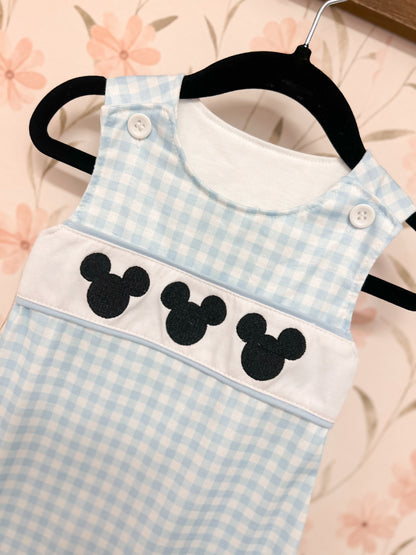 Mickey Gingham Embroidered Romper