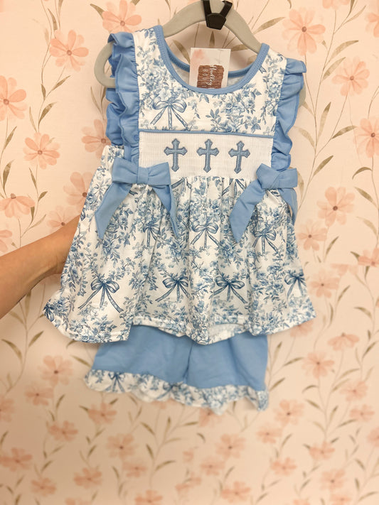 Blue Chinoiserie Cross Set
