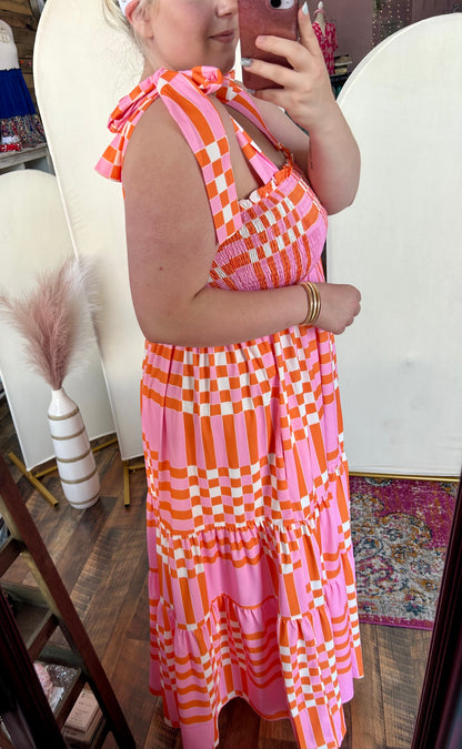 Creamsicle Gingham Smocked Maxi