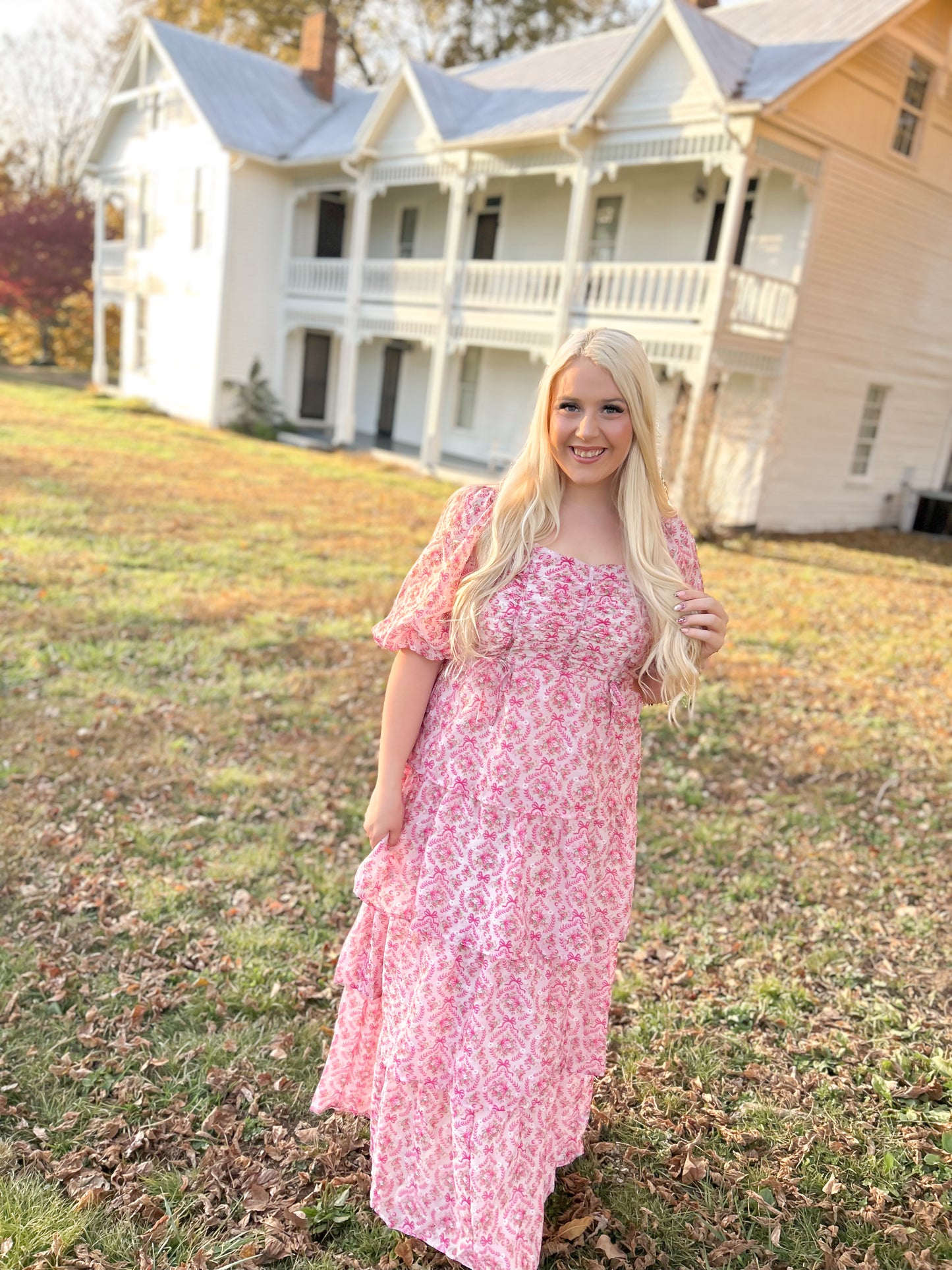 Holly Berry Blossoms Maxi Dress