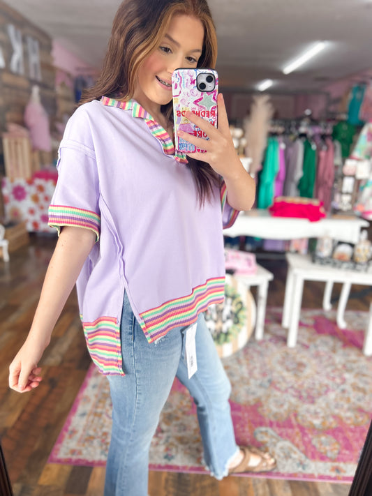 Lilac Lolipop Oversized Top