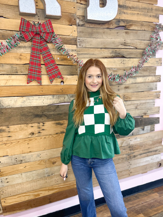 Mistletoe Check Top