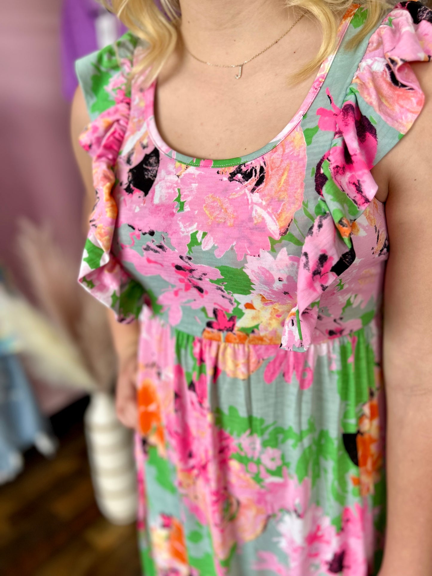 Mint Floral Maxi Dress