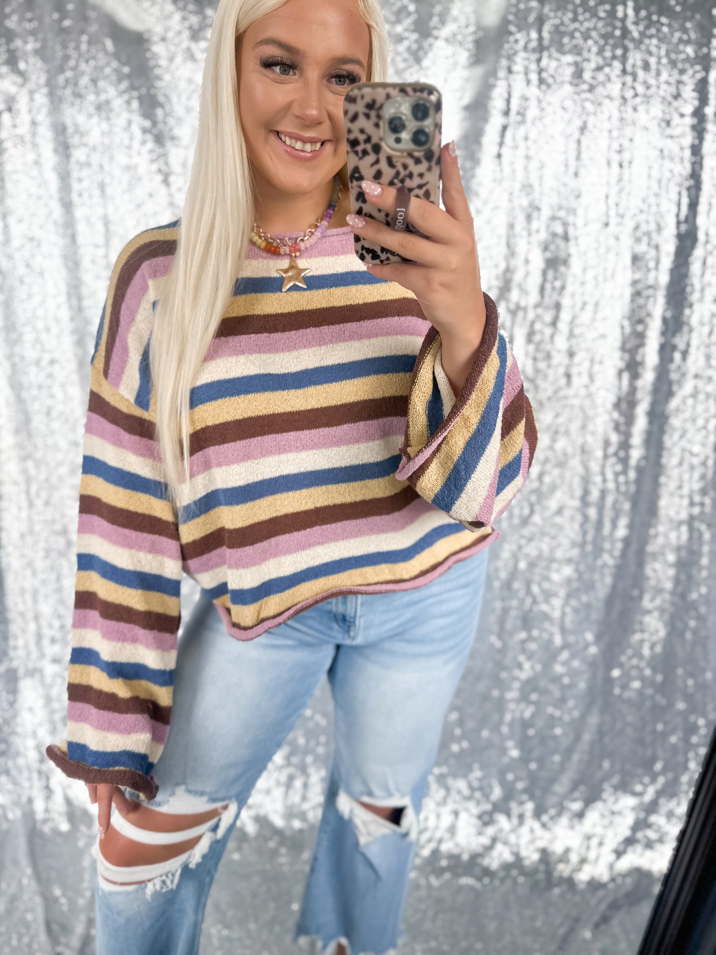 Vintage Harvest Striped Knit Top