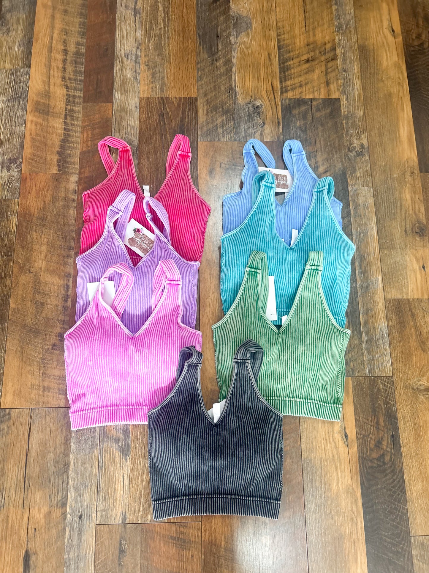 Acid Wash Padded Bralettes