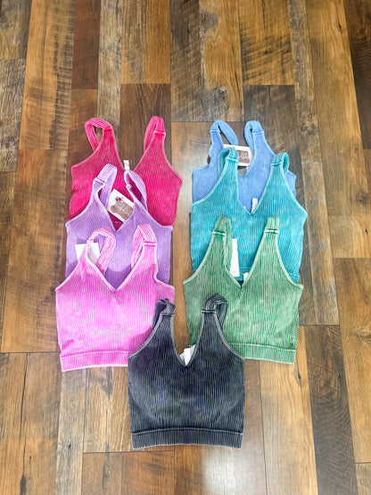 Acid Wash Padded Bralettes