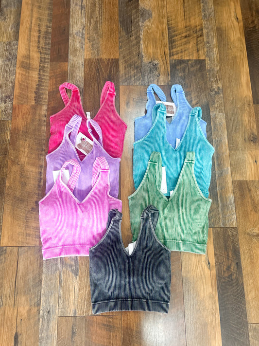 Acid Wash Padded Bralettes