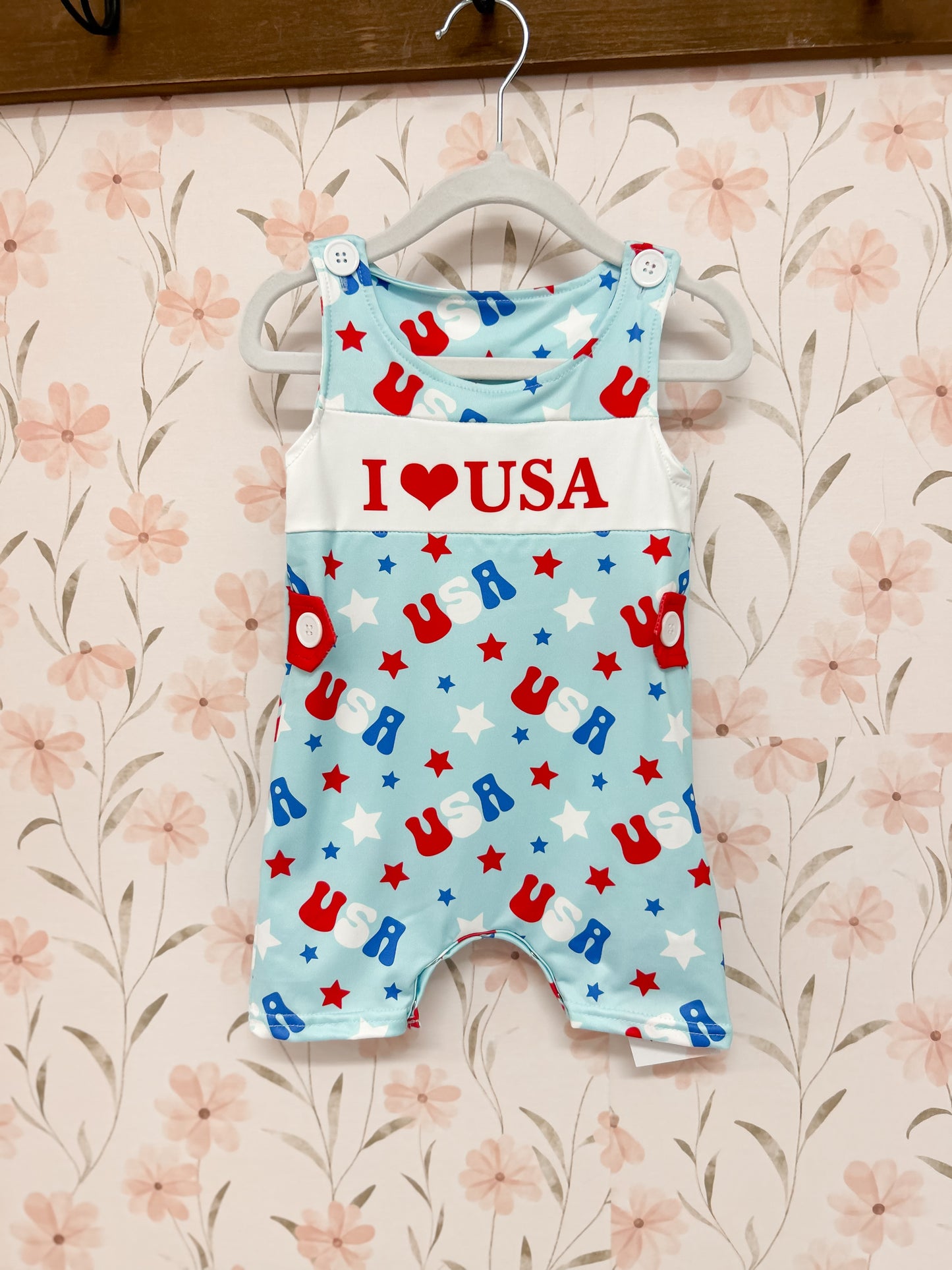USA Embroidered Boys Romper