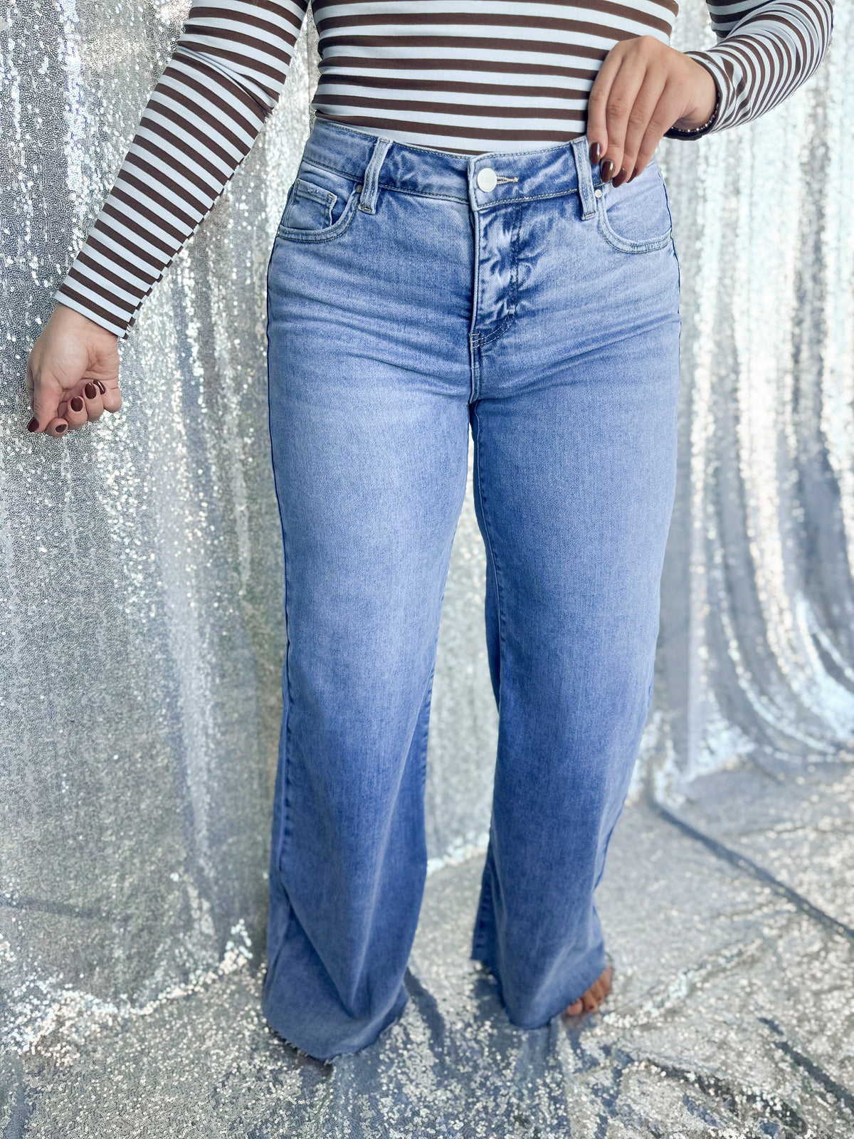 Risen Light Wash Tummy Control Straight Jeans