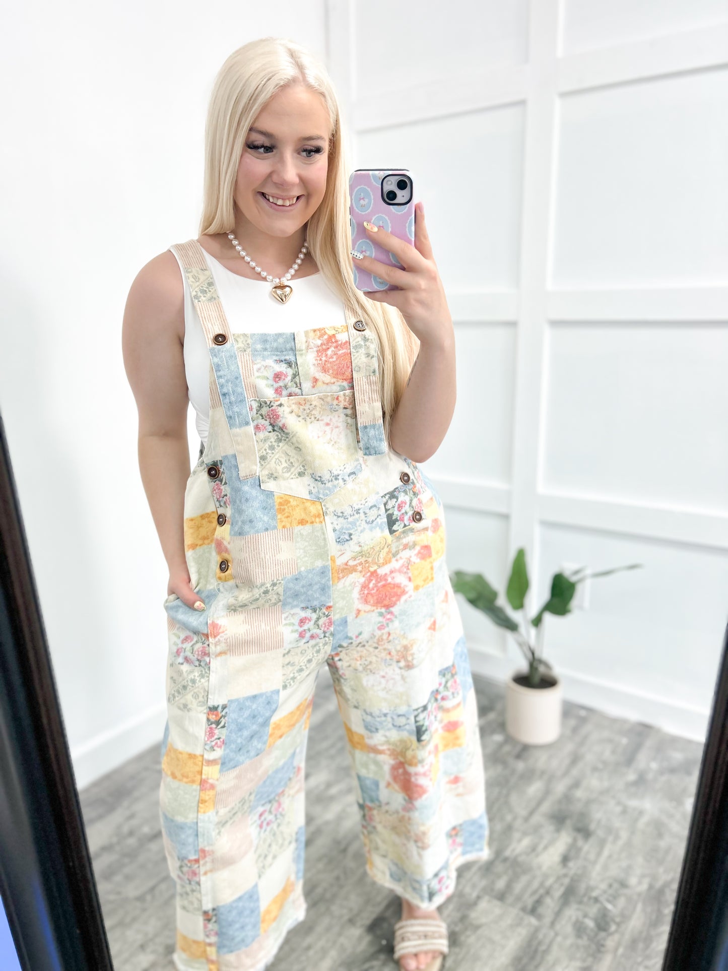 Denim Patchwork Overalls
