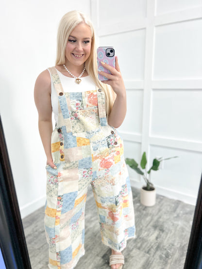 Denim Patchwork Overalls