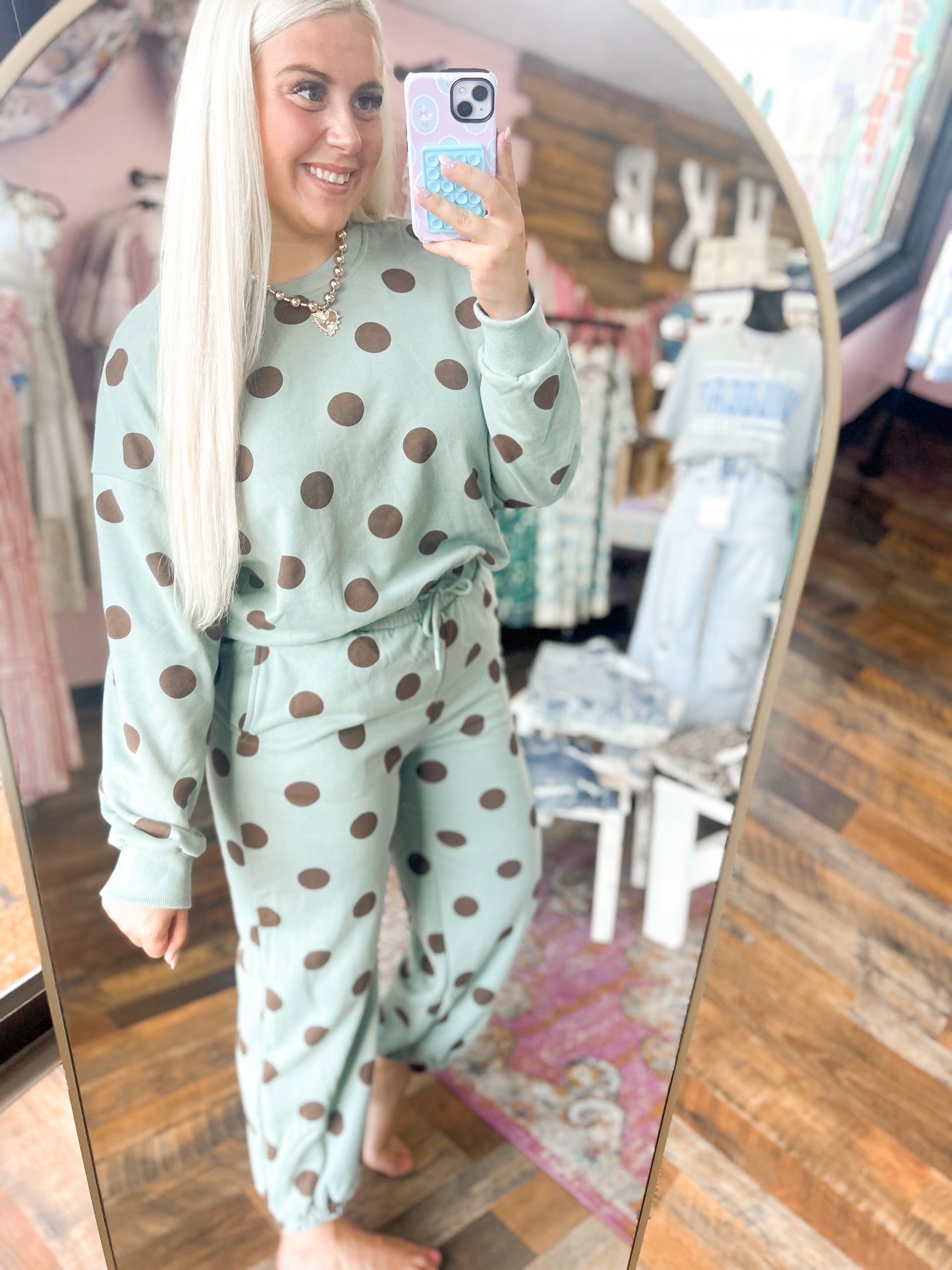 Mint & Chocolate Brown Polka Dot {Set}