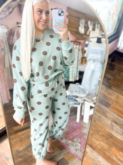 Mint & Chocolate Brown Polka Dot {Set}