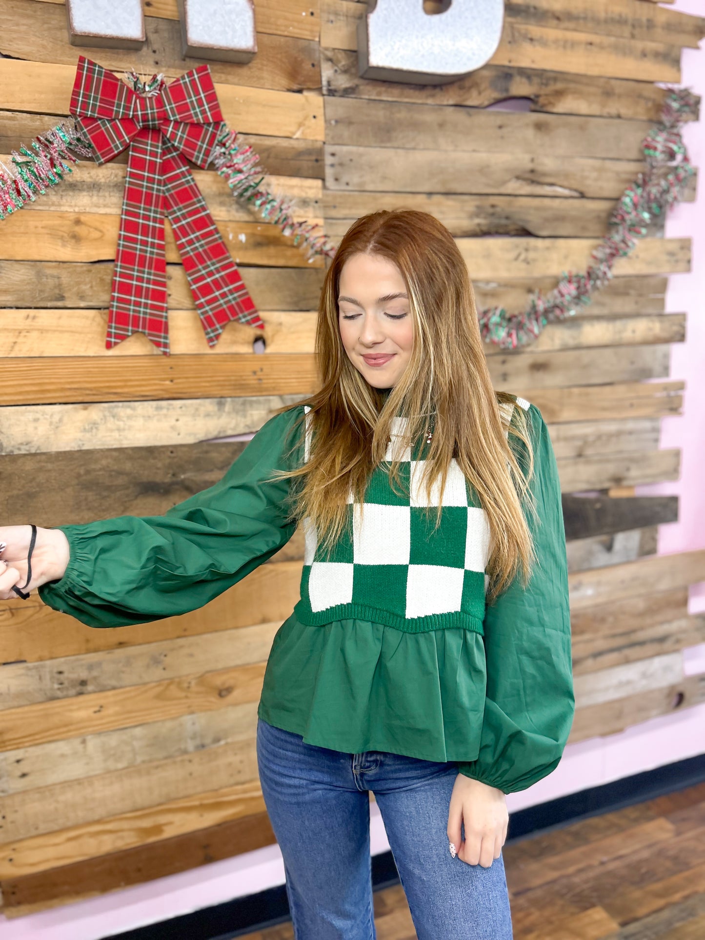 Mistletoe Check Top