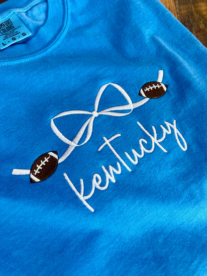 Kentucky Coquette Football Embroidered Tee