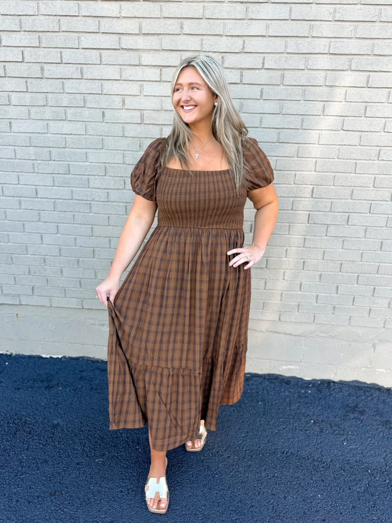 Flannel Smocked Maxi Dress