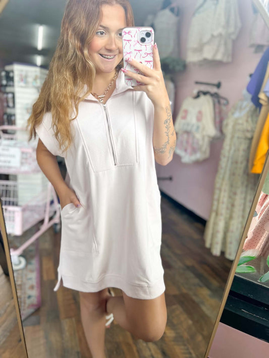 Heather Pink Athletic Zip Dress