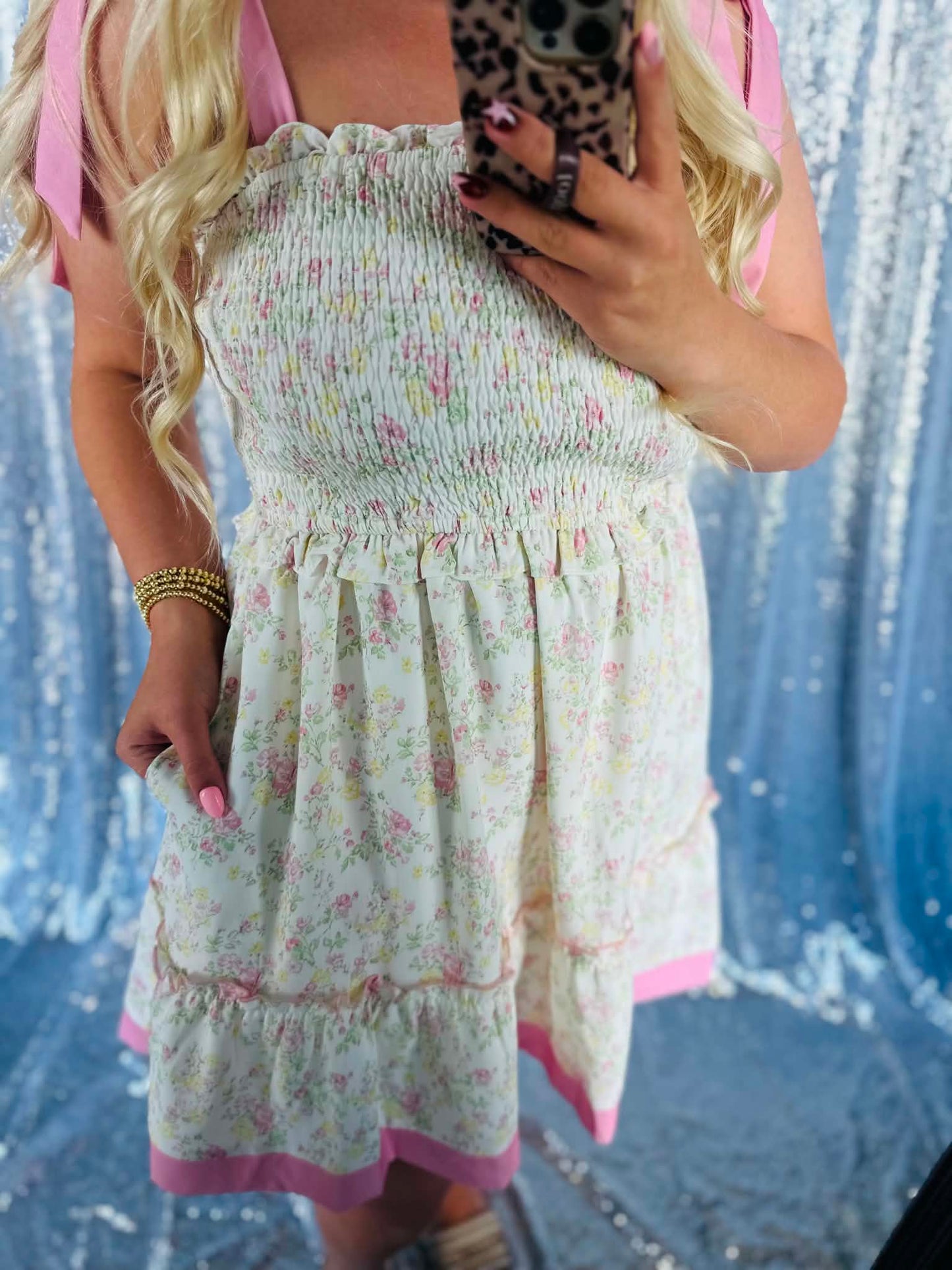 Pressed Petals Floral Smocked Swing Dress