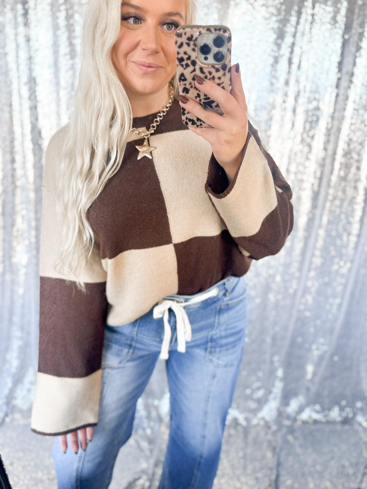 Mocha Checker Sweater