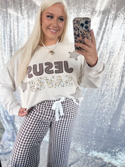 Jesus Saves Patchwork Crewneck
