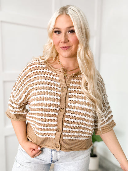 Driftwood Striped Knit Button Top