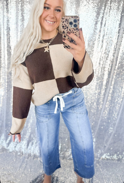 Mocha Checker Sweater