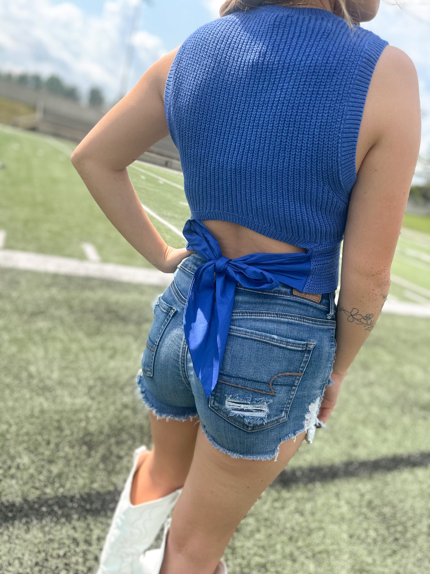 Royal Blue Knit Bow Tie Sweater Vest