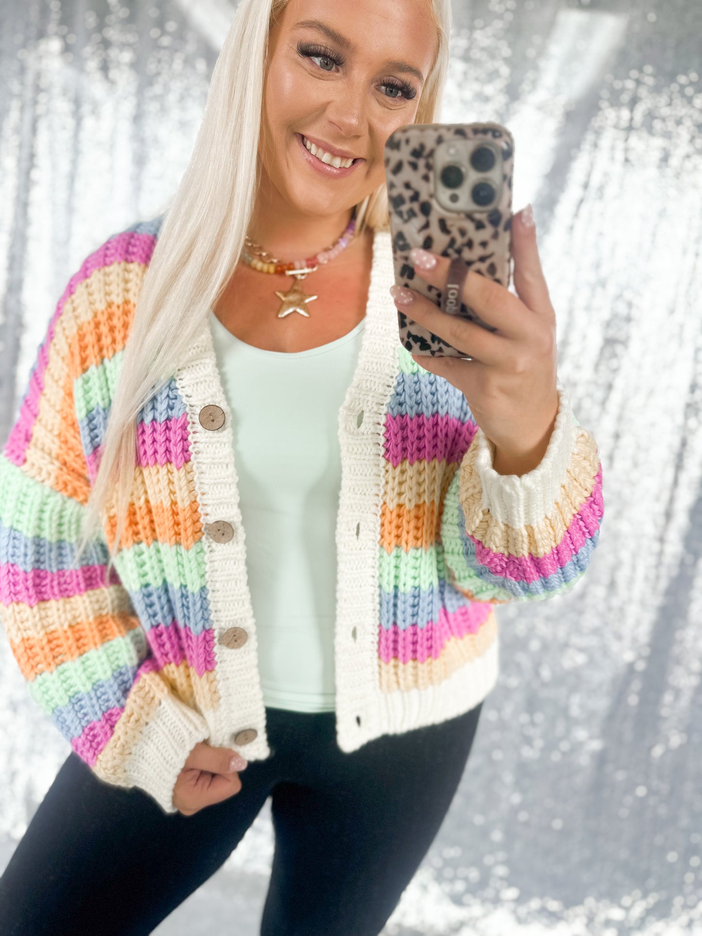 Rainbow Revival Chunky Knit Cardigan